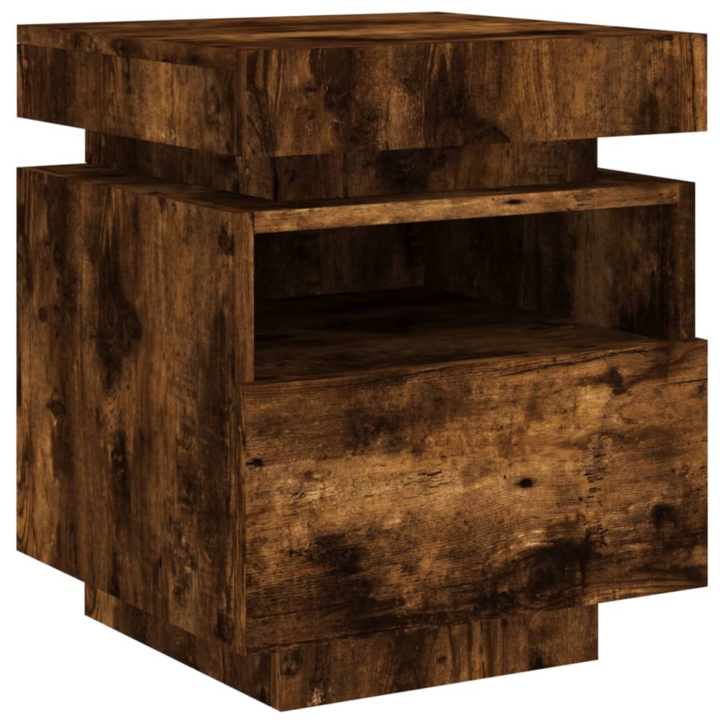 Table De Chevet Avec Tiroir Et Led 40 X 39 X 48,5 Cm En Dec032770