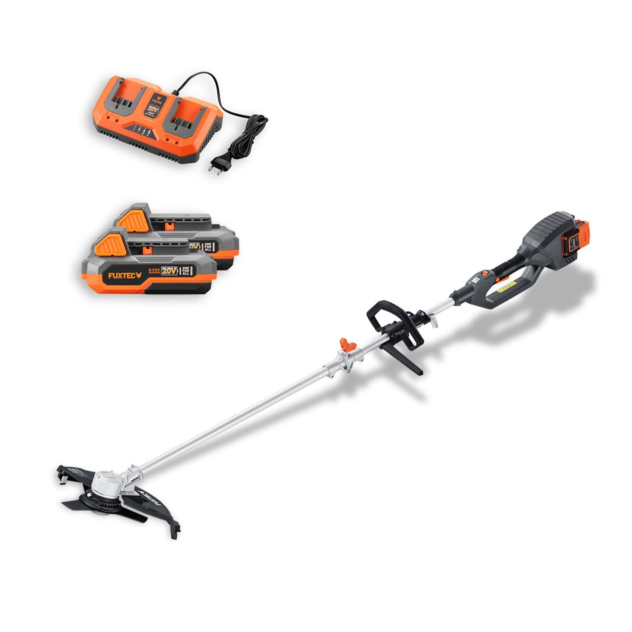 Débroussailleuse Sans Fil Fuxtec Fx-e2ms 2 Batteries 20v 2ah Double Chargeur 2,4a Inclus Fil Et Lame Largeur 25,5 35cm