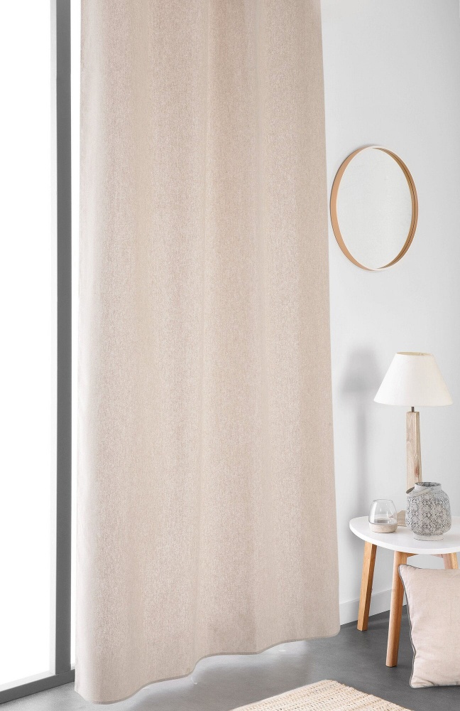 Rideau Esprit Naturel À Galon Fronceur - Beige - 135x260 Cm - Coton/lin
