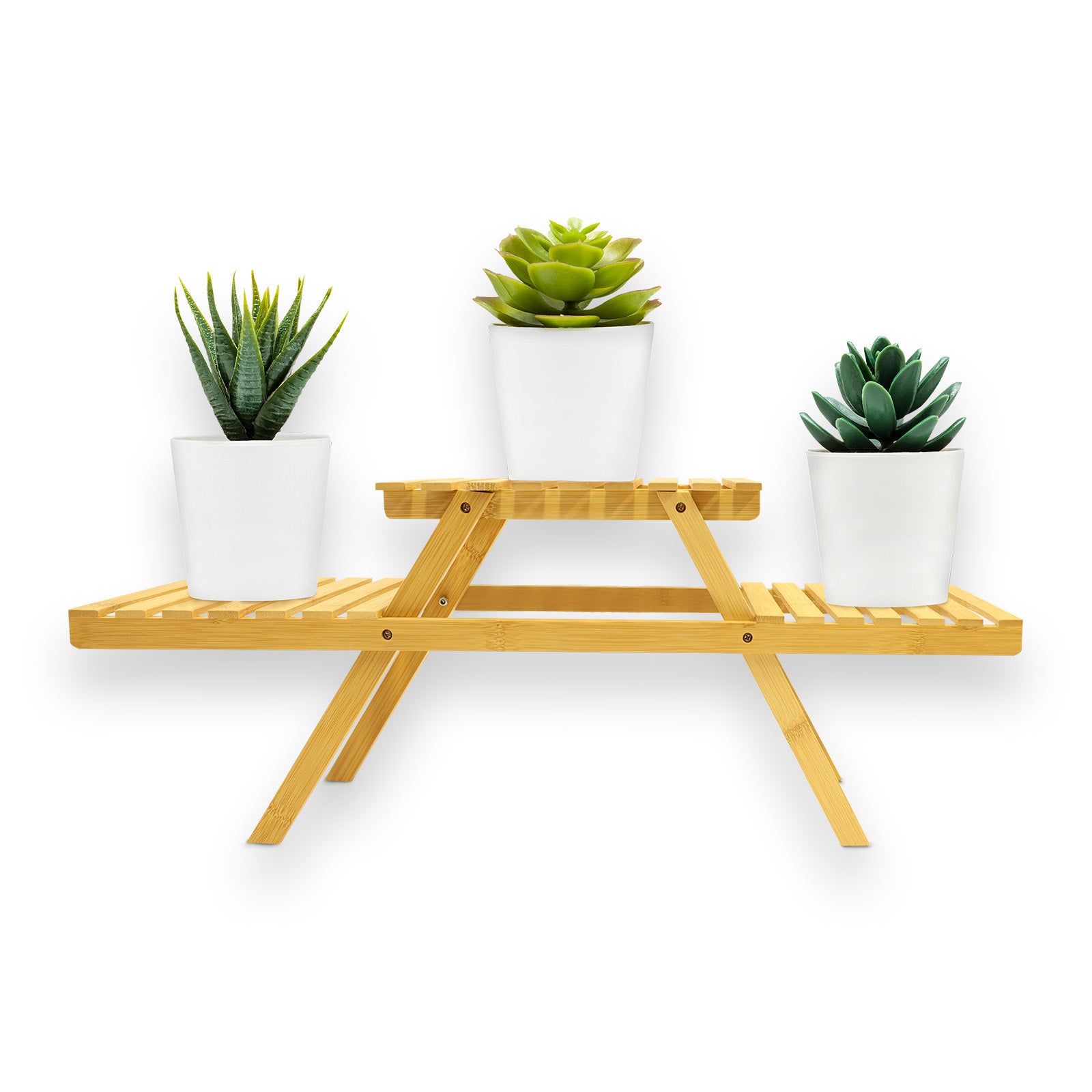 Étagère En Bambou Lund Étagère Pour Plantes Et Décoration 3 Étages 25 X 20 X 65 Cm Entretien Facile