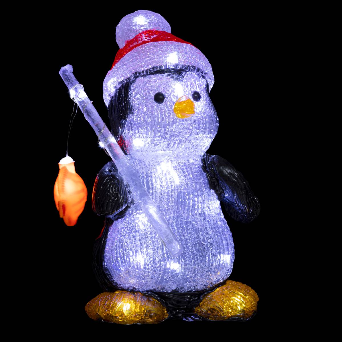 Forme Acrylique Pingouin Lumineuse 30 Led Fixes Et Clignotantes À Timer H.25cm Extérieur - Feeric Lights & Christmas