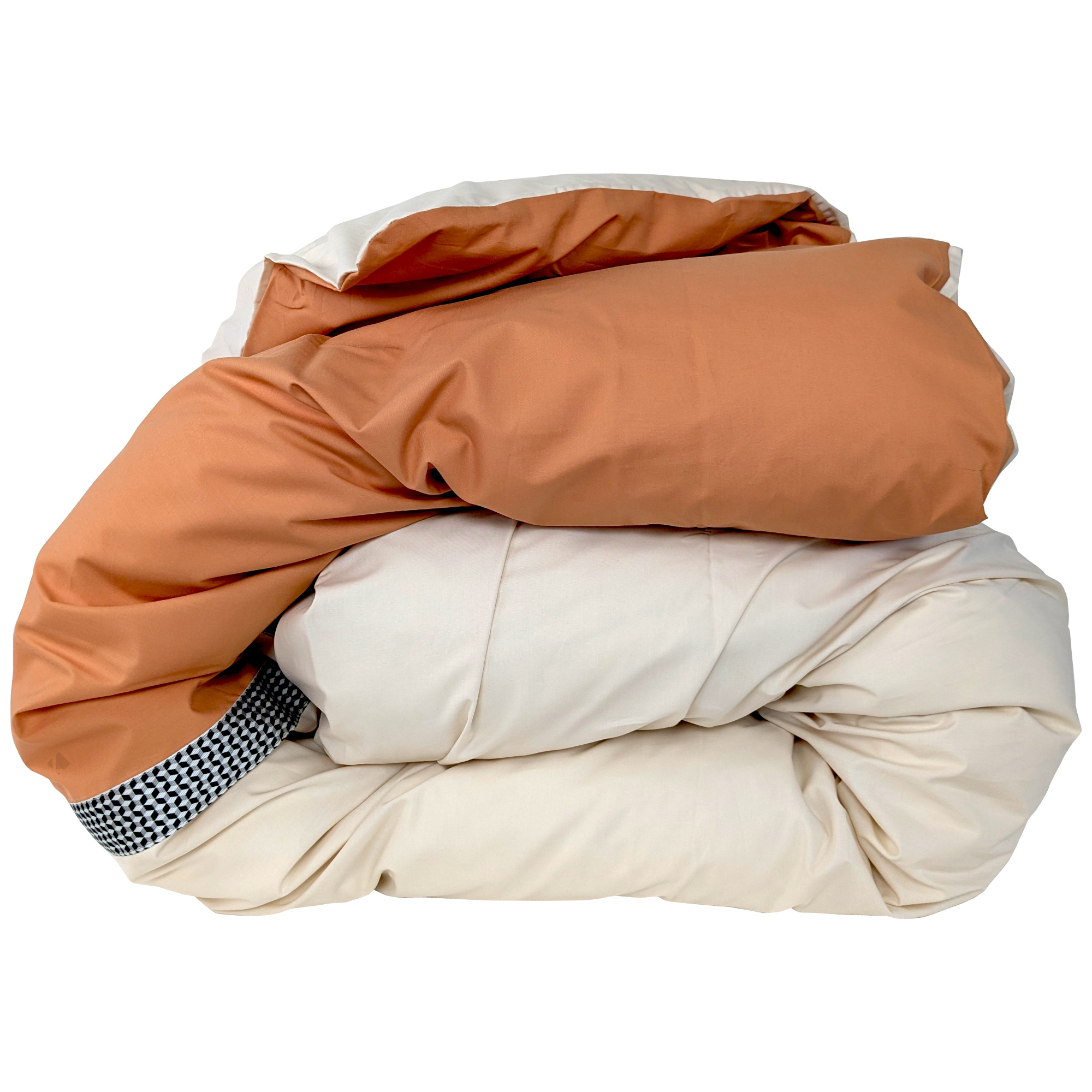 Housse De Couette 200x200 Cm Percale Coton Macassar Cognac