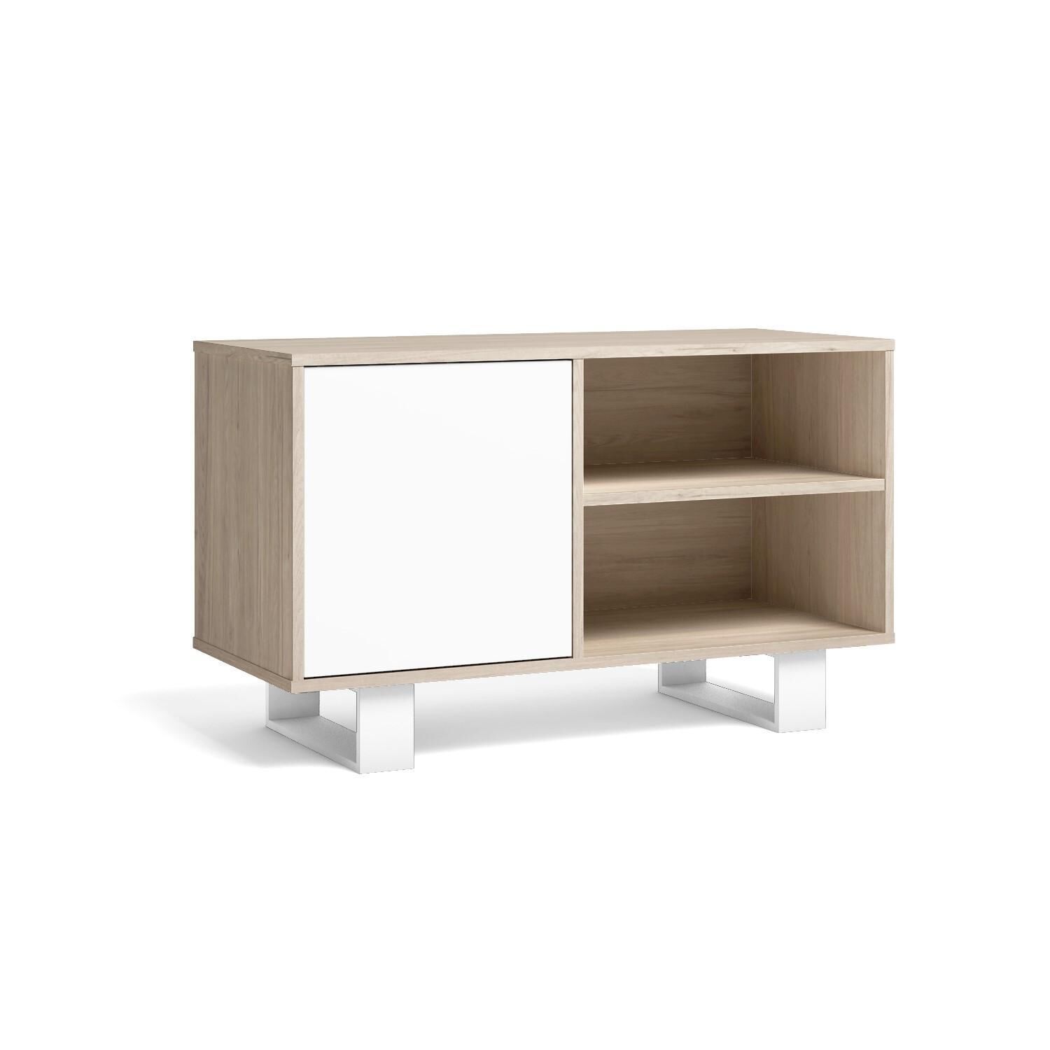 Meuble Tv, 95x40x57cm, Modèle Wind Couleur Chêne Et Blanc
