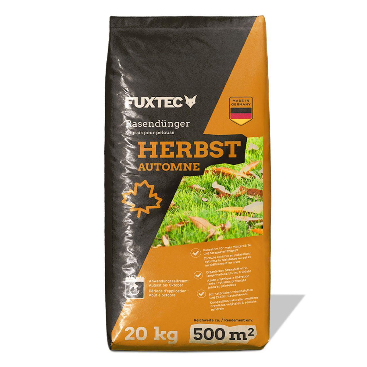 Engrais Gazon Automne Fuxtec Fx-rdh20 Enrichi En Potassium Sac 20 Kg Pour 500 M2 Granulés Solubles Fabrication Allemande