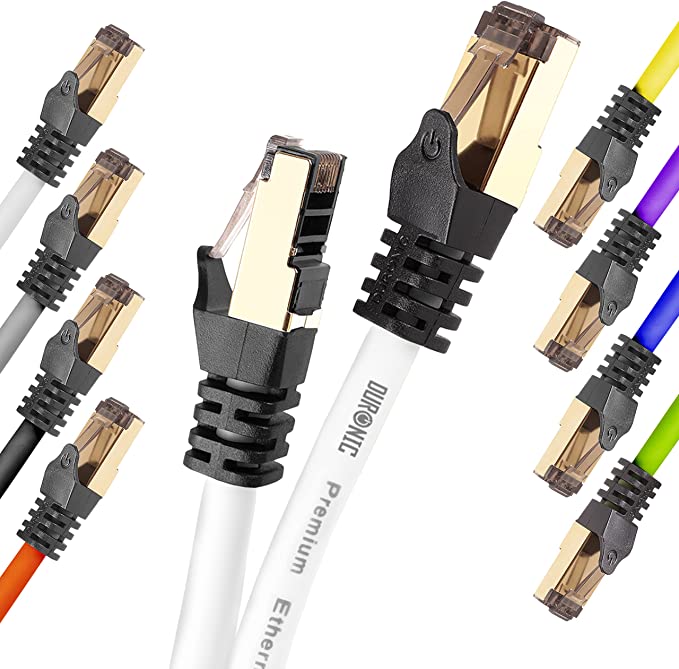 Câble Ethernet 5m S/ftp Torsadé Blindé Bande Passante 2ghz Transmission Données 40gb Duronic Cat8 We 5m
