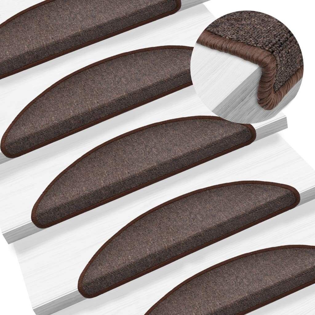 Tapis D'escalier 15 Pièces Marron Café 56 X 17 X 3 Cm Dec023548