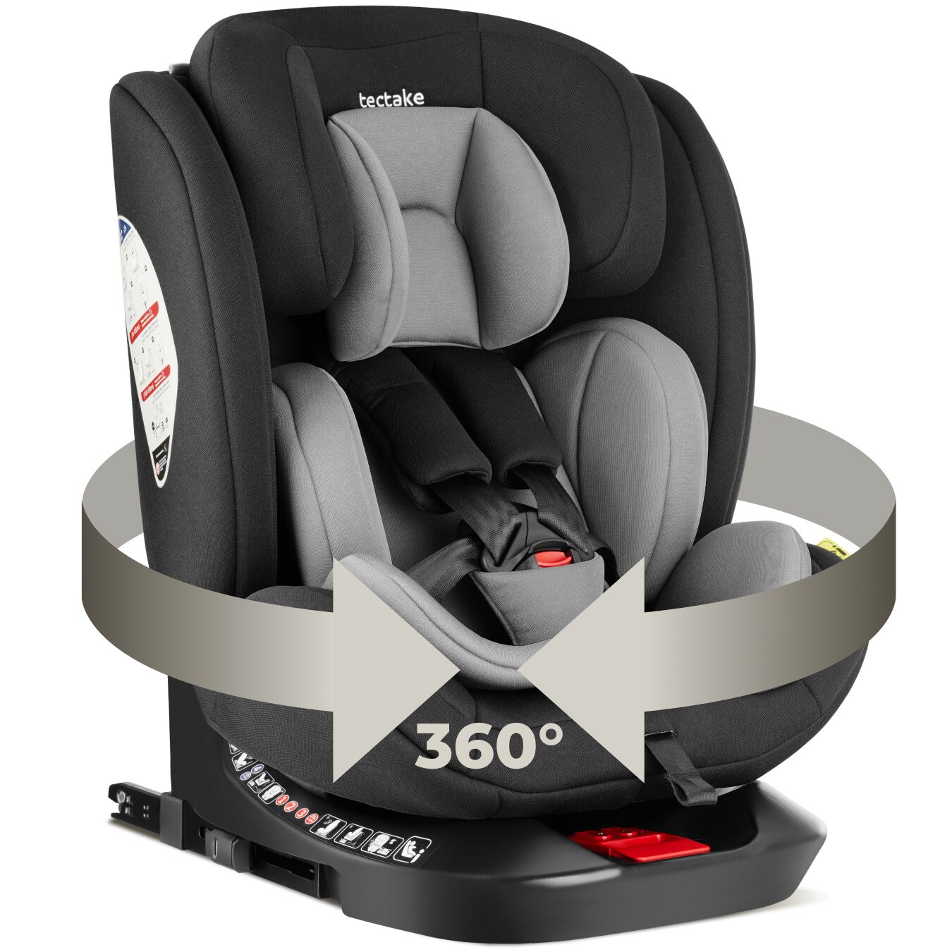 Siège Auto, Norme I-size, Isofix, Pivotant 360°, Gris Clair/noir