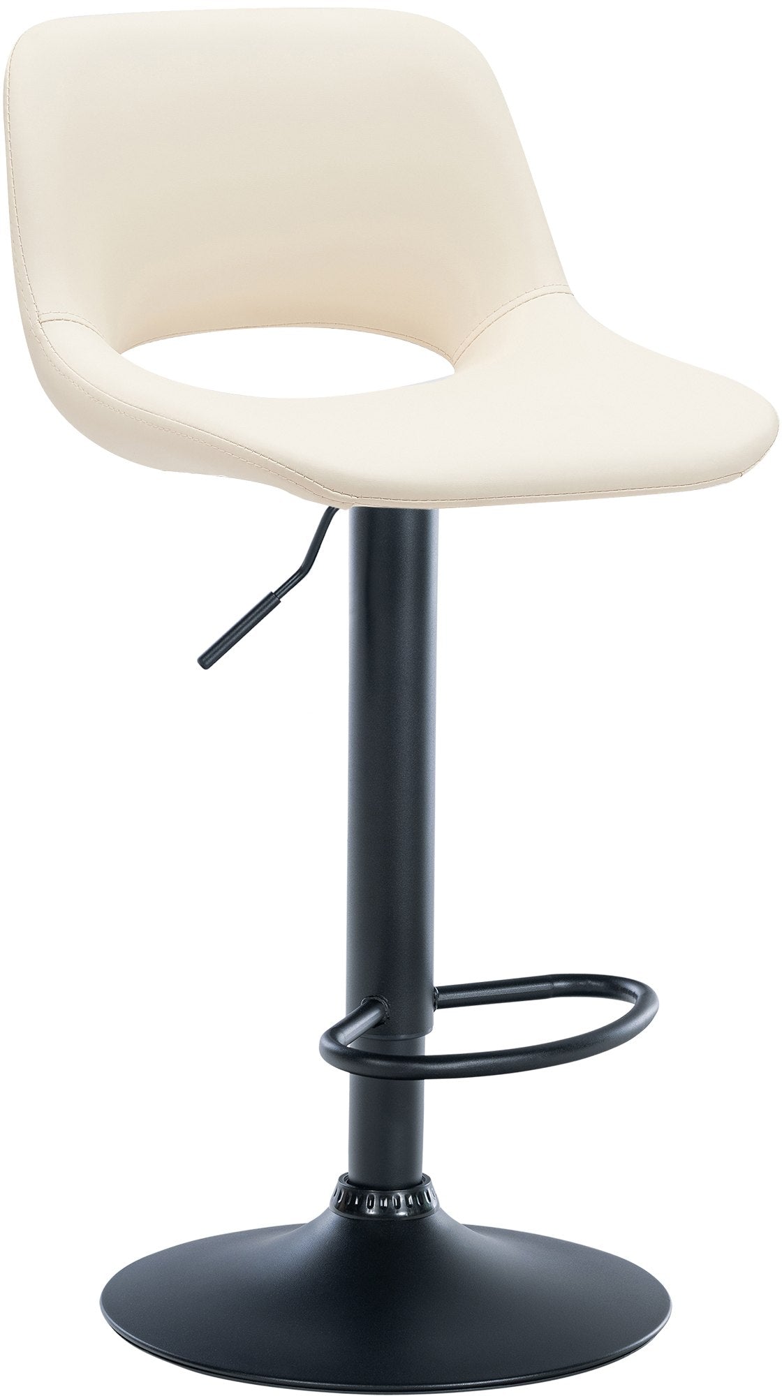 Tabouret De Bar Chaise Haute X1 Avec Repose-pieds En Pvc Crème Piètement Métallique Noir 10_0004585