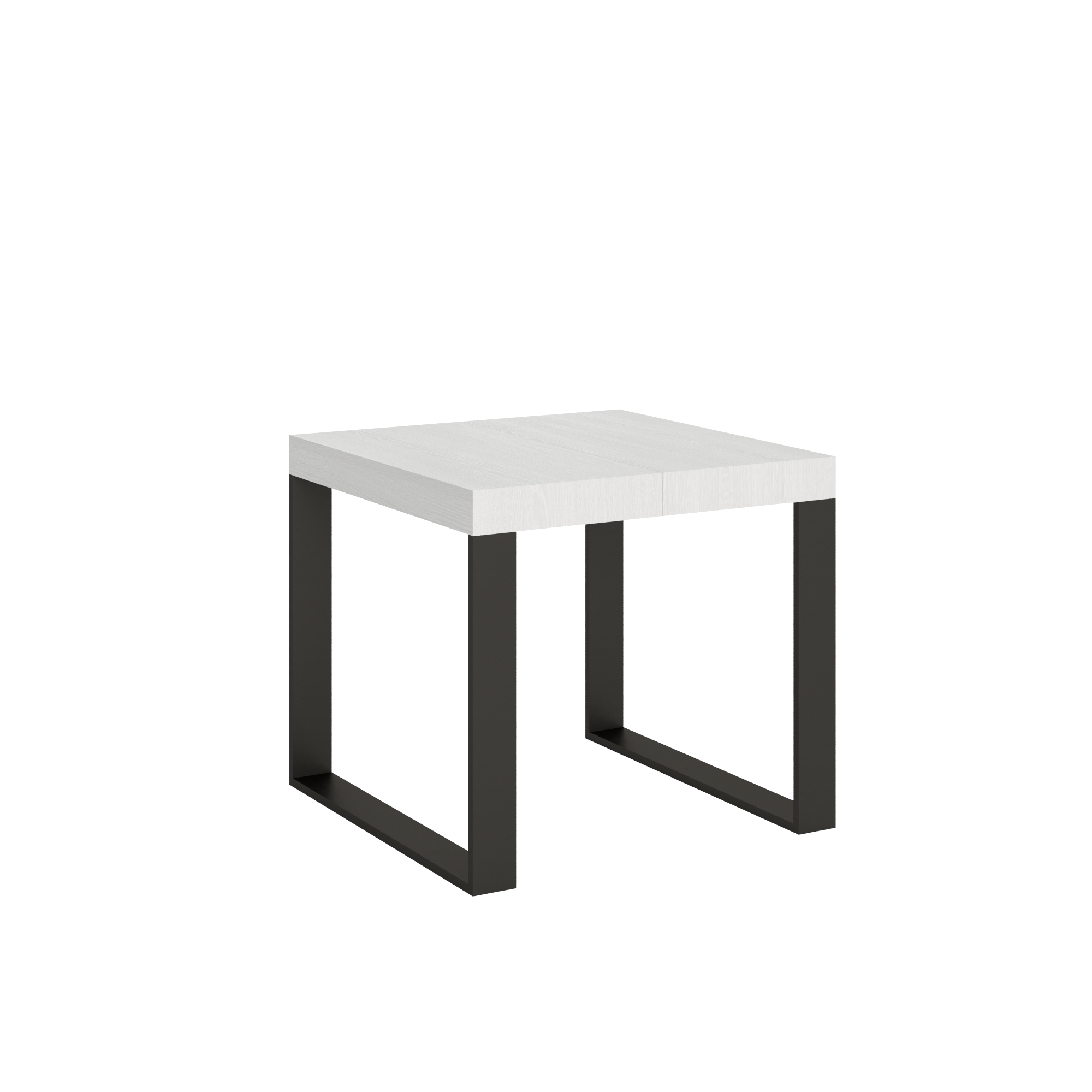 Table Extensible 90x90/246 Cm Tecno Frêne Blanc Structure Anthracite