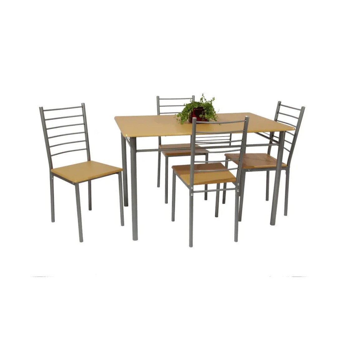 Table A Manger Avec Chaises - 1 Table Et 4 Chaises Pour Votre Salle À Manger Ou Votre Cuisine, Ankara Coloris Wengé Et Gris