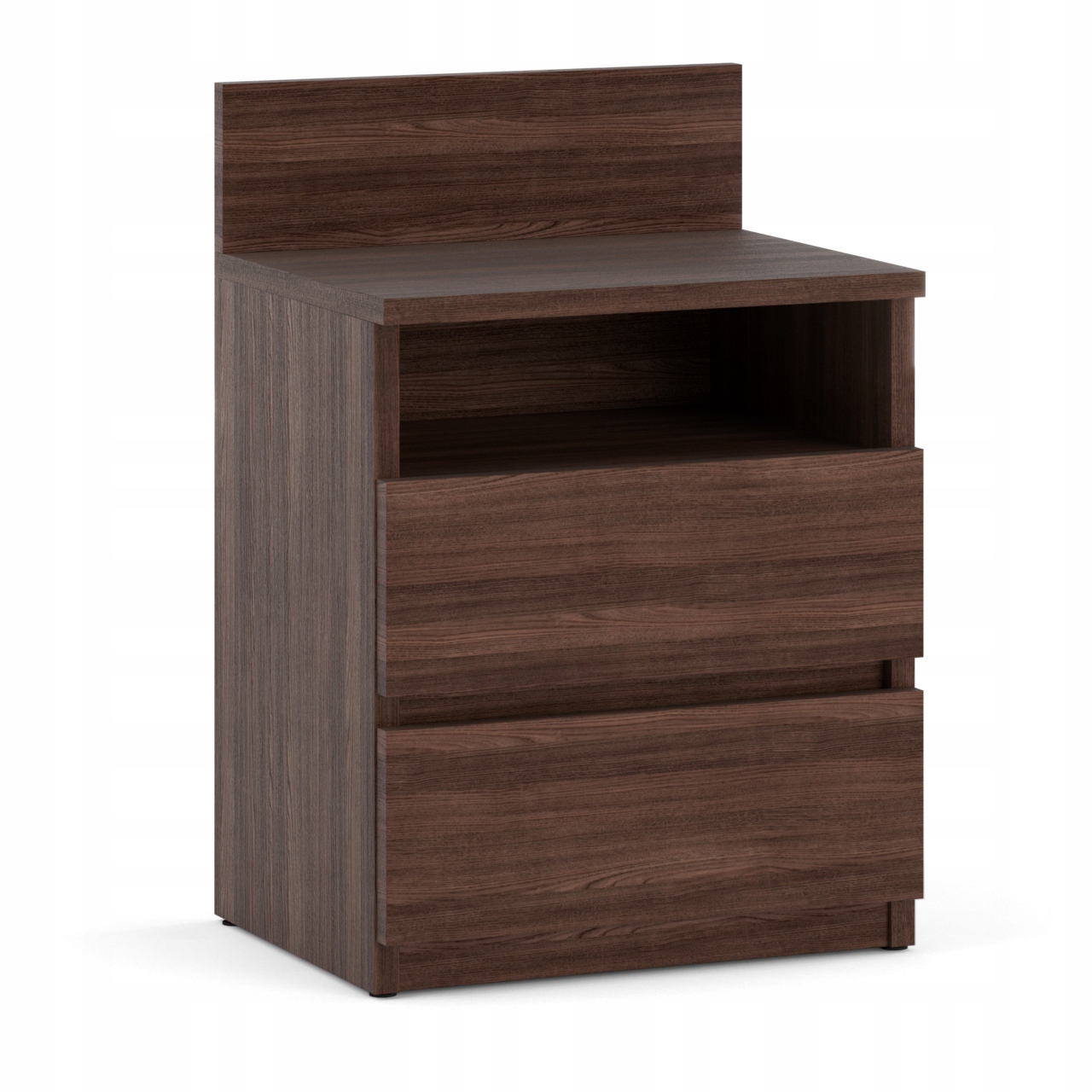 Table De Chevet Wengé 40 Cm - 2 Tiroirs + Étagère, Meuble De Nuit Pour Chambre À Coucher