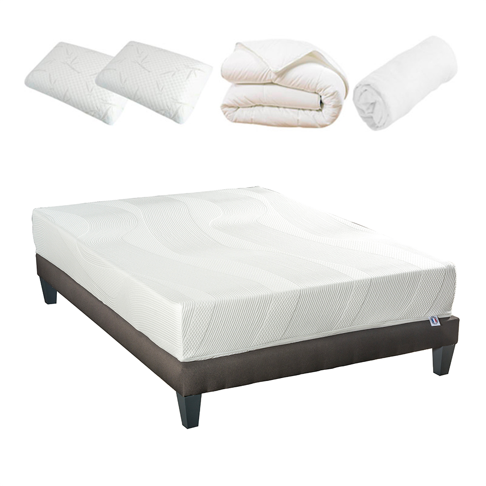 Pack Paris 160x200 Cm Matelas Mã©moire De Forme + Sommier + Accessoires