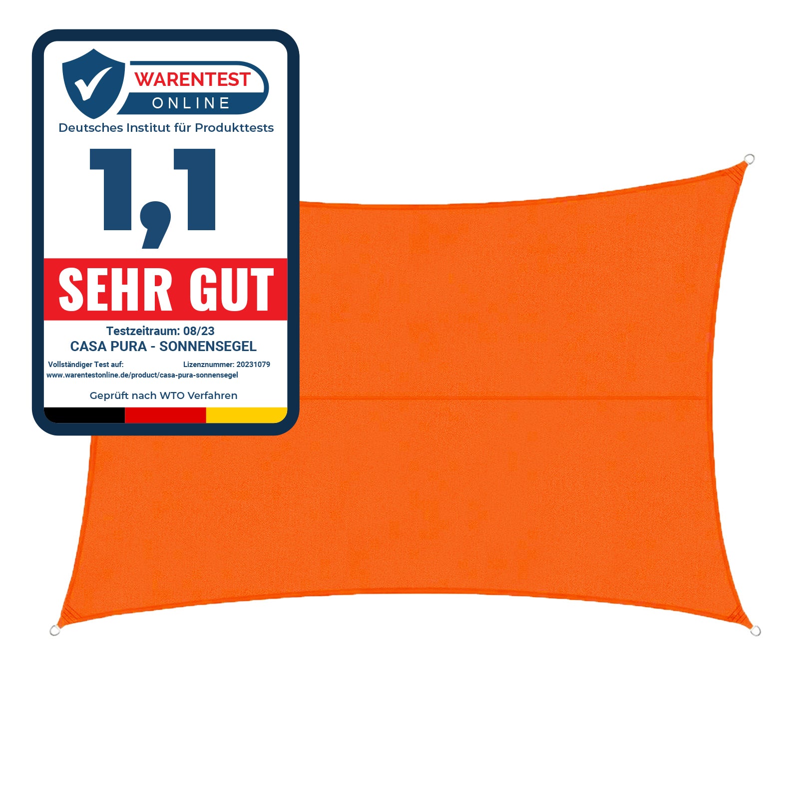 Voile D'ombrage, Hydrofuge, Orange, 5 X 7 M - Floordirekt