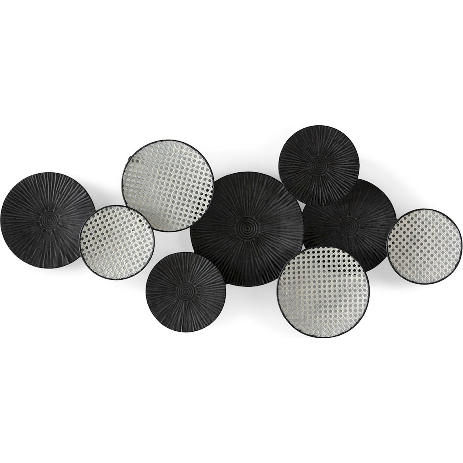 Sculpture Murale Métal Blanc Noir Design Moderne Décoratif - Noir Et Blanc Graphique Contemporain