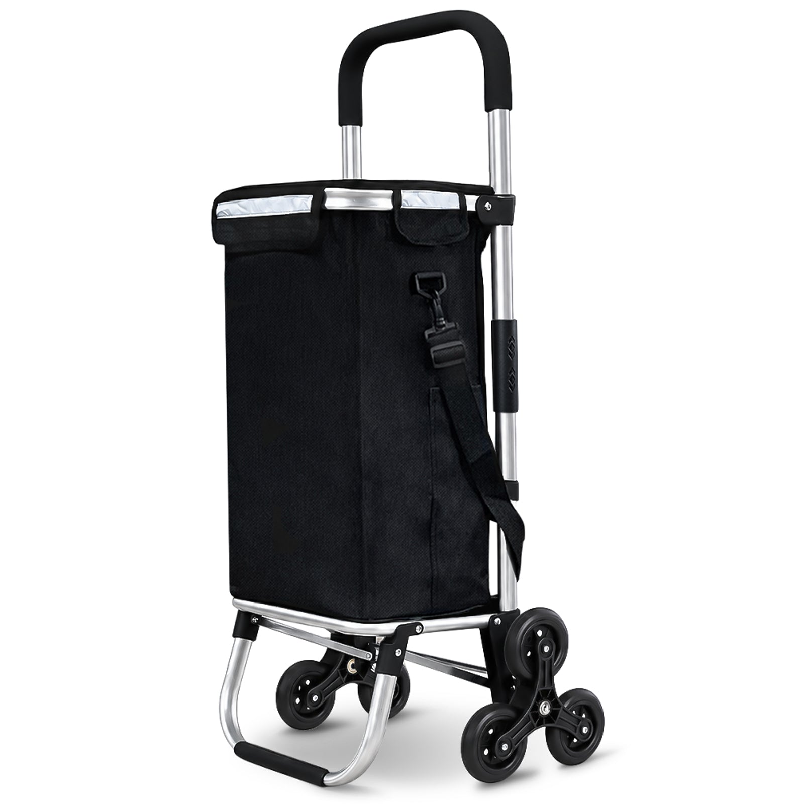 Vounot Chariot De Courses Pliable Monte Escalier Aluminium Avec Sac Isotherme Noir