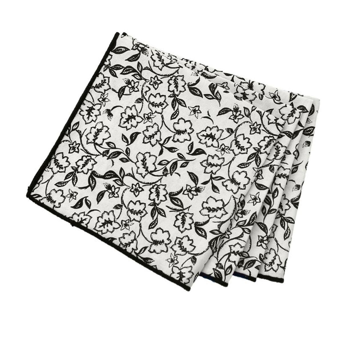 Lot De 4 Serviettes De Table "linette" 40x40 Écru & Noir