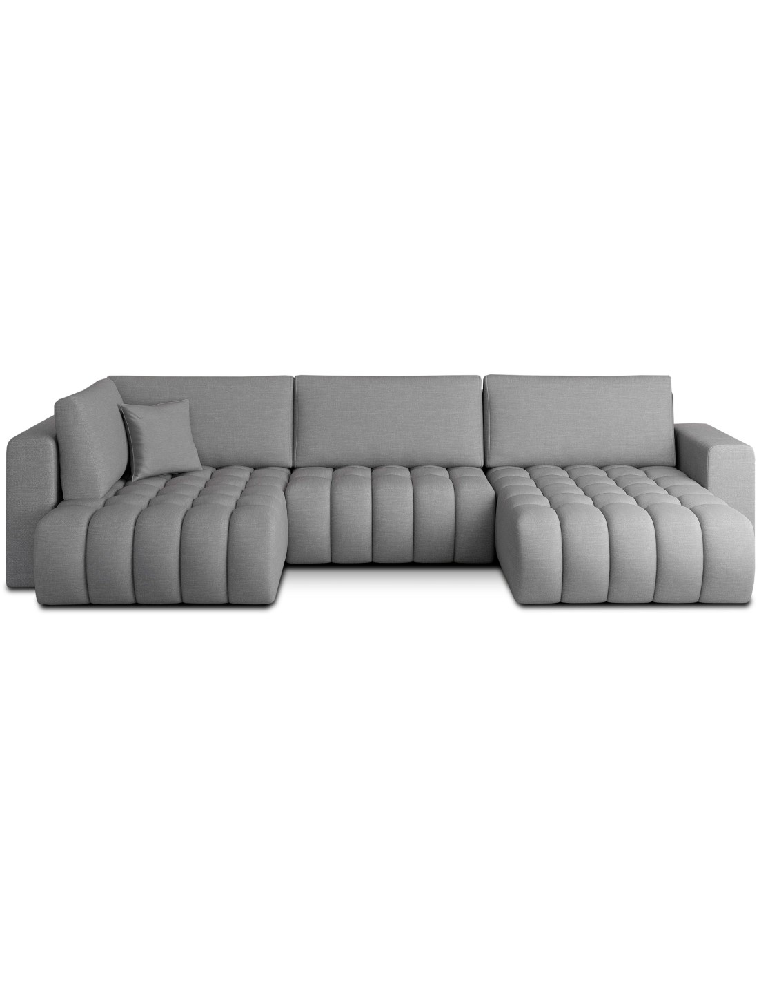 Canapé D'Angle Bonita Convertible 6 Places Gris Clair Tissu - Droit - 350x175cm