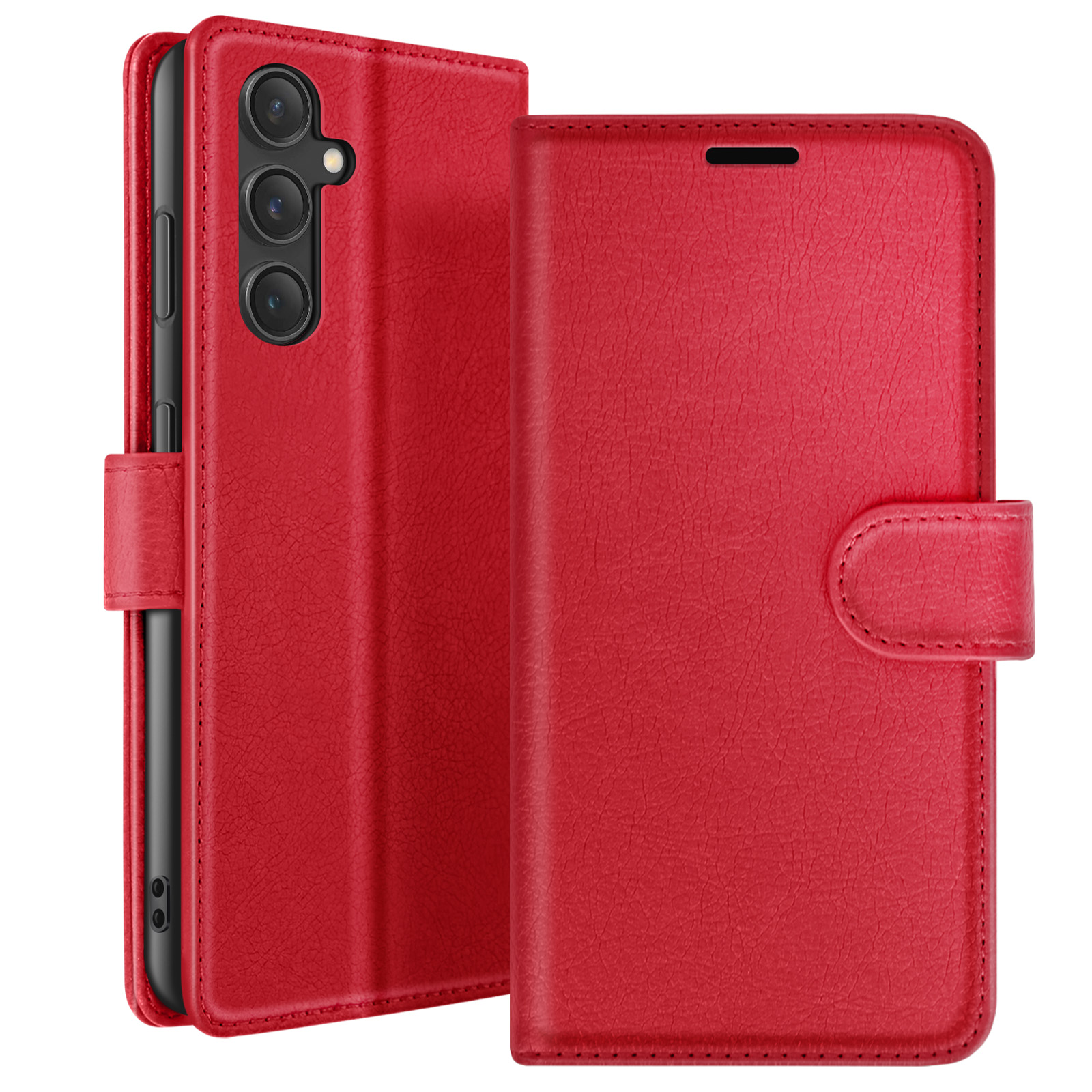 Étui Portefeuille Pour Galaxy S23 Fe Fonction Support Et Languette Magnétique Rouge Zanaé