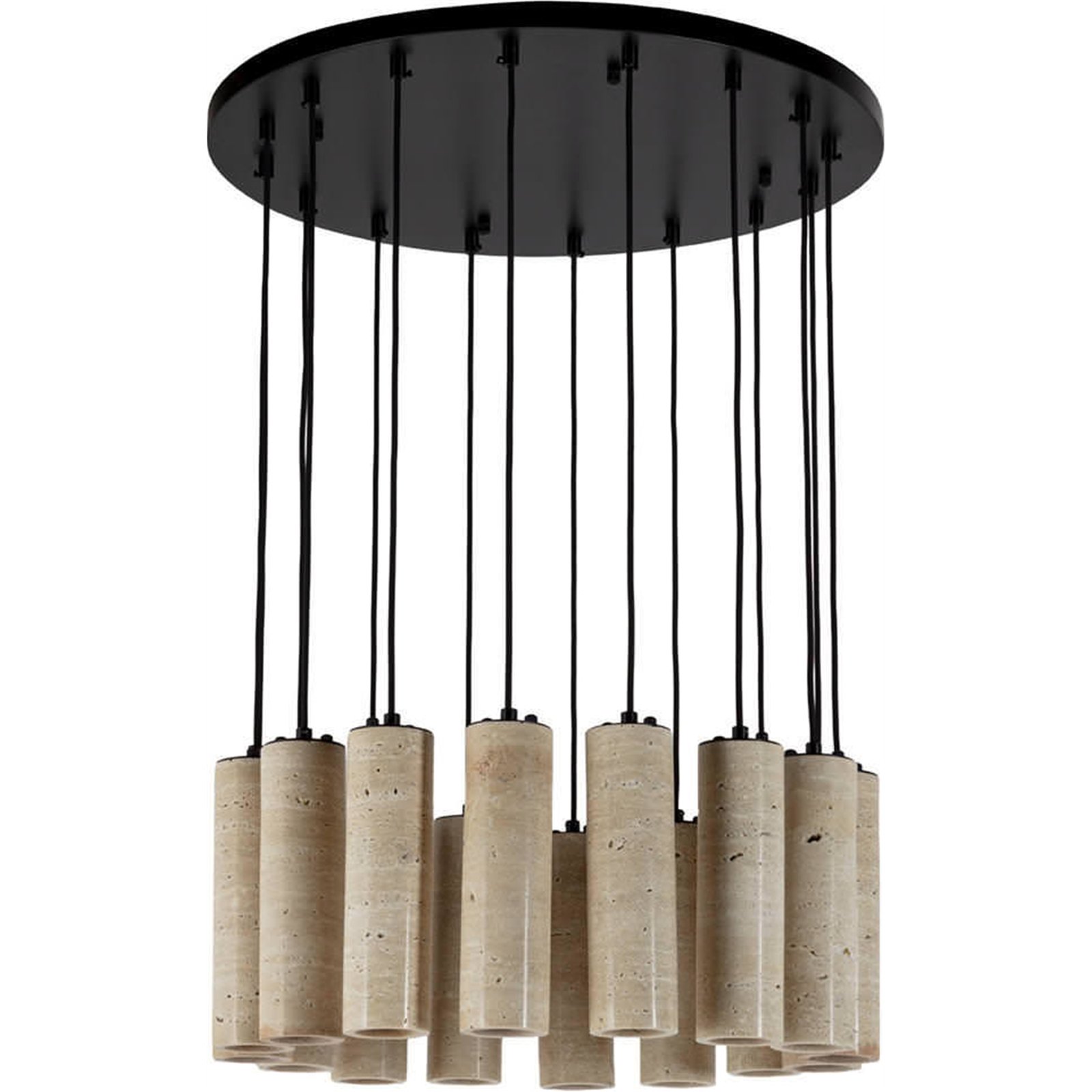 Suspension En Travertin Et Métal Noir - Beige Et Noir Mat