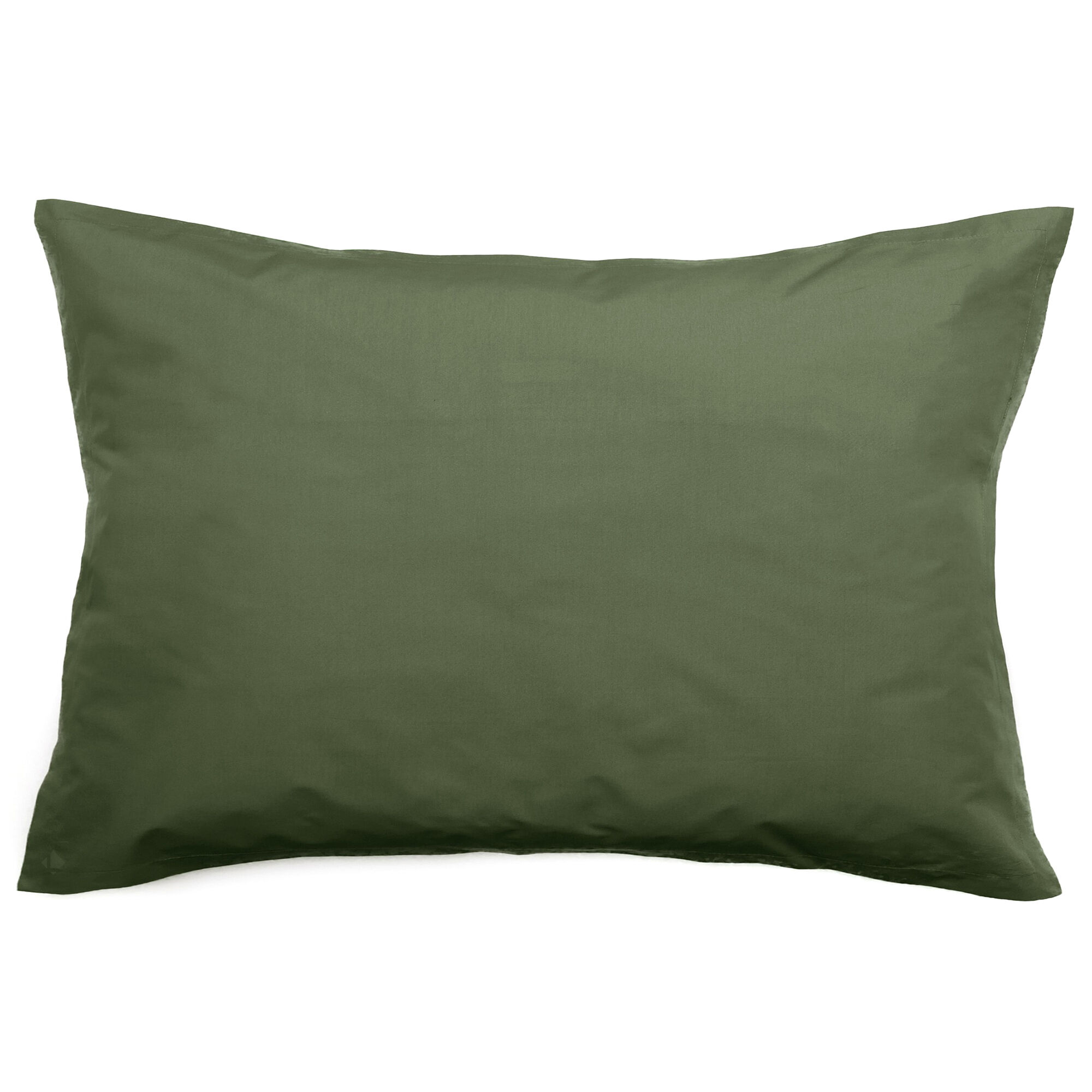 Taie D'oreiller Volants Plats 50x70 Cm Percale Manoir Vert Mousse