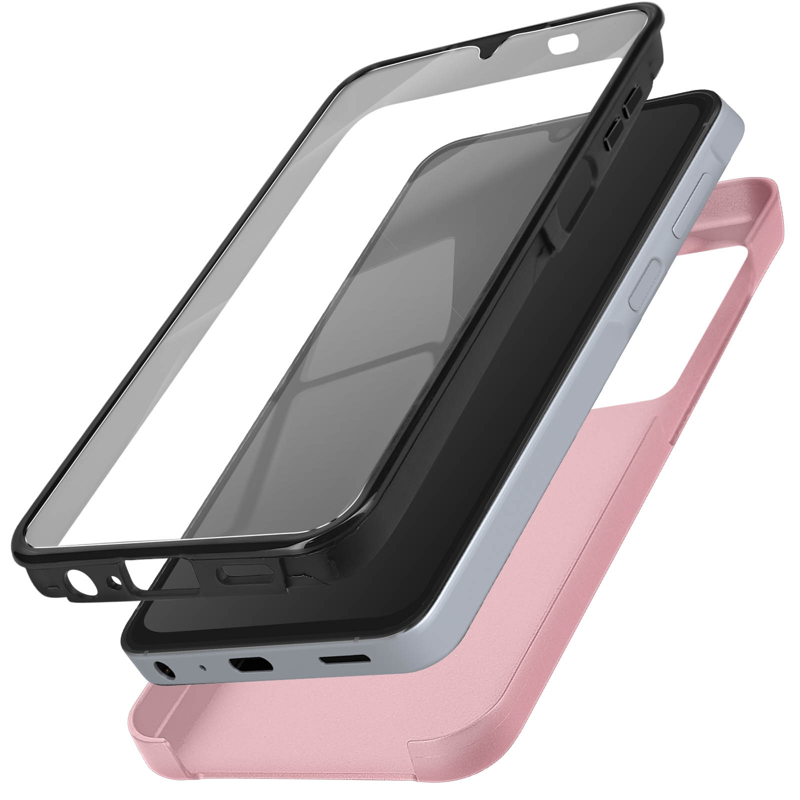 Coque Intégrale Pour Samsung A25 Rigide Et Avant Souple Tactile Rose Champagne