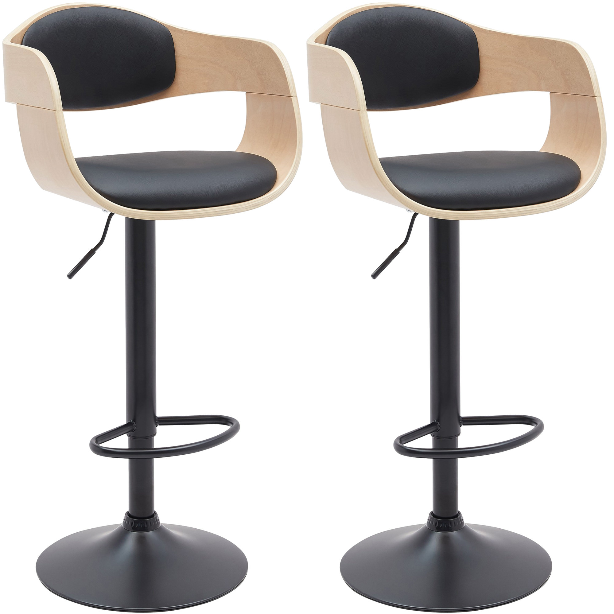 Lot De 2 Tabourets De Bar Kingston B Simili Cuir Naturel/noir