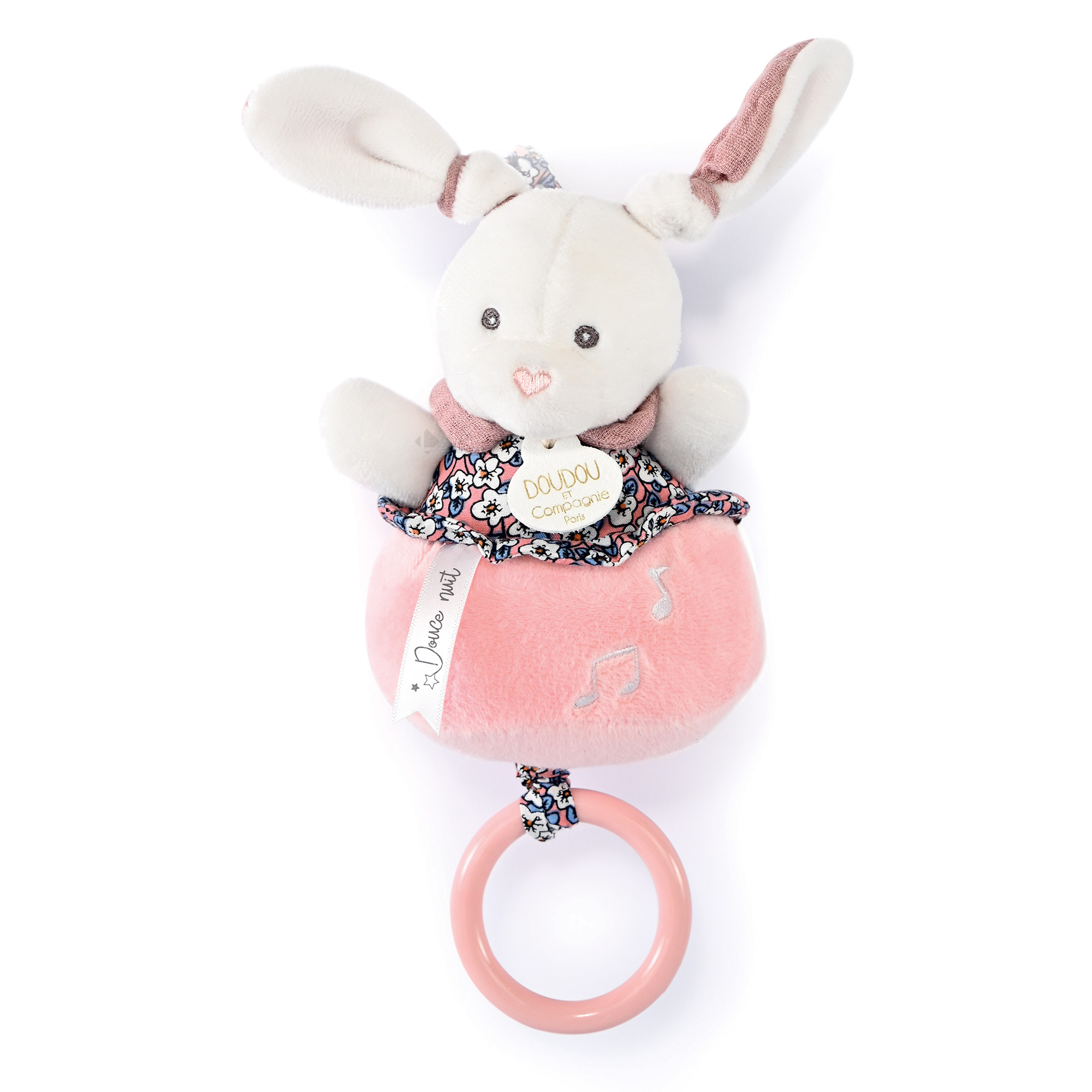 Doudou Musique 14 Cm Polyester Boh'aime Lapin Rose Multicolore