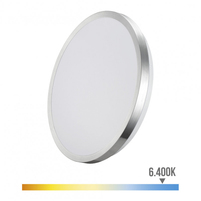 Plafonnier Circulaire Blanc / Chrome 24w 2490lm (192w) - Blanc Du Jour 6500k
