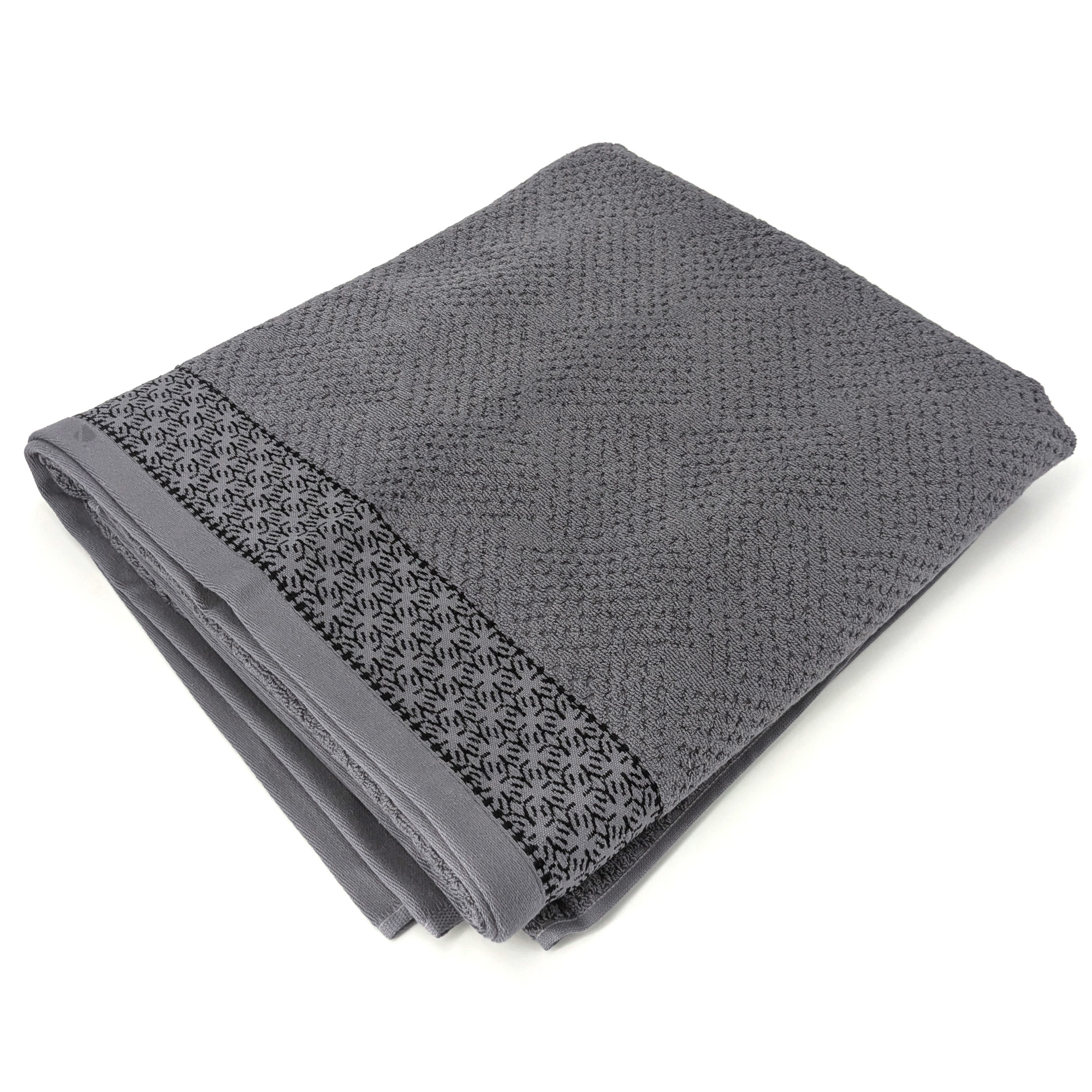 Drap De Bain 100x150 Cm Pur Coton Collection Osaka Fleurs Gris