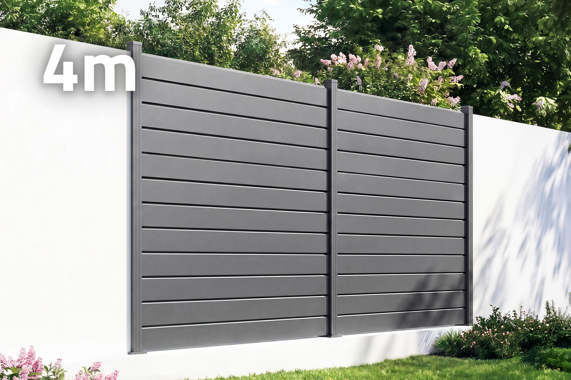 Casanoov Clôture Aluminium Persienne 4m Vano H.180 Cm Gris