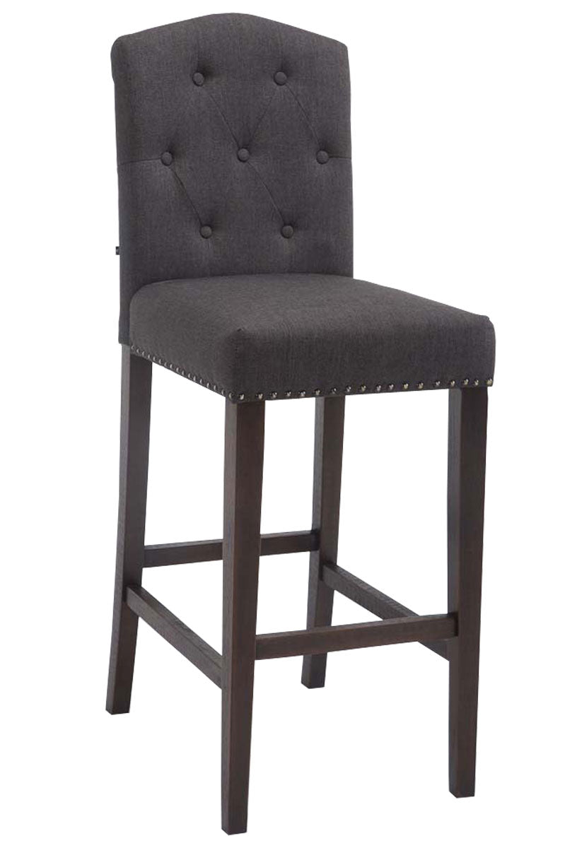 Tabouret De Bar Chaise Haute Avec Dossier Capitonné Tissu Gris Foncé Et Pieds En 10_0000074