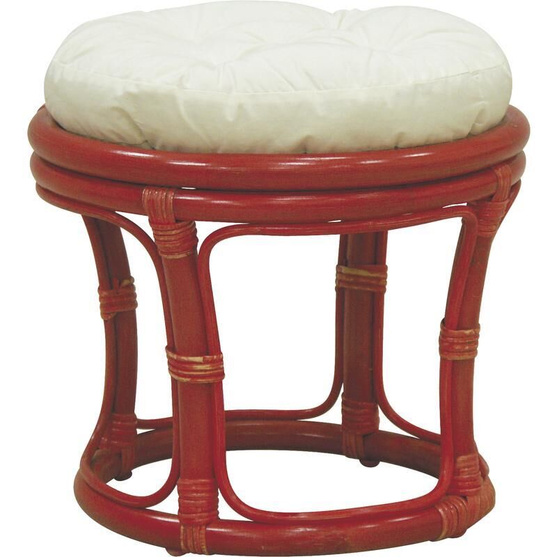 Tabouret En Rotin Rouge