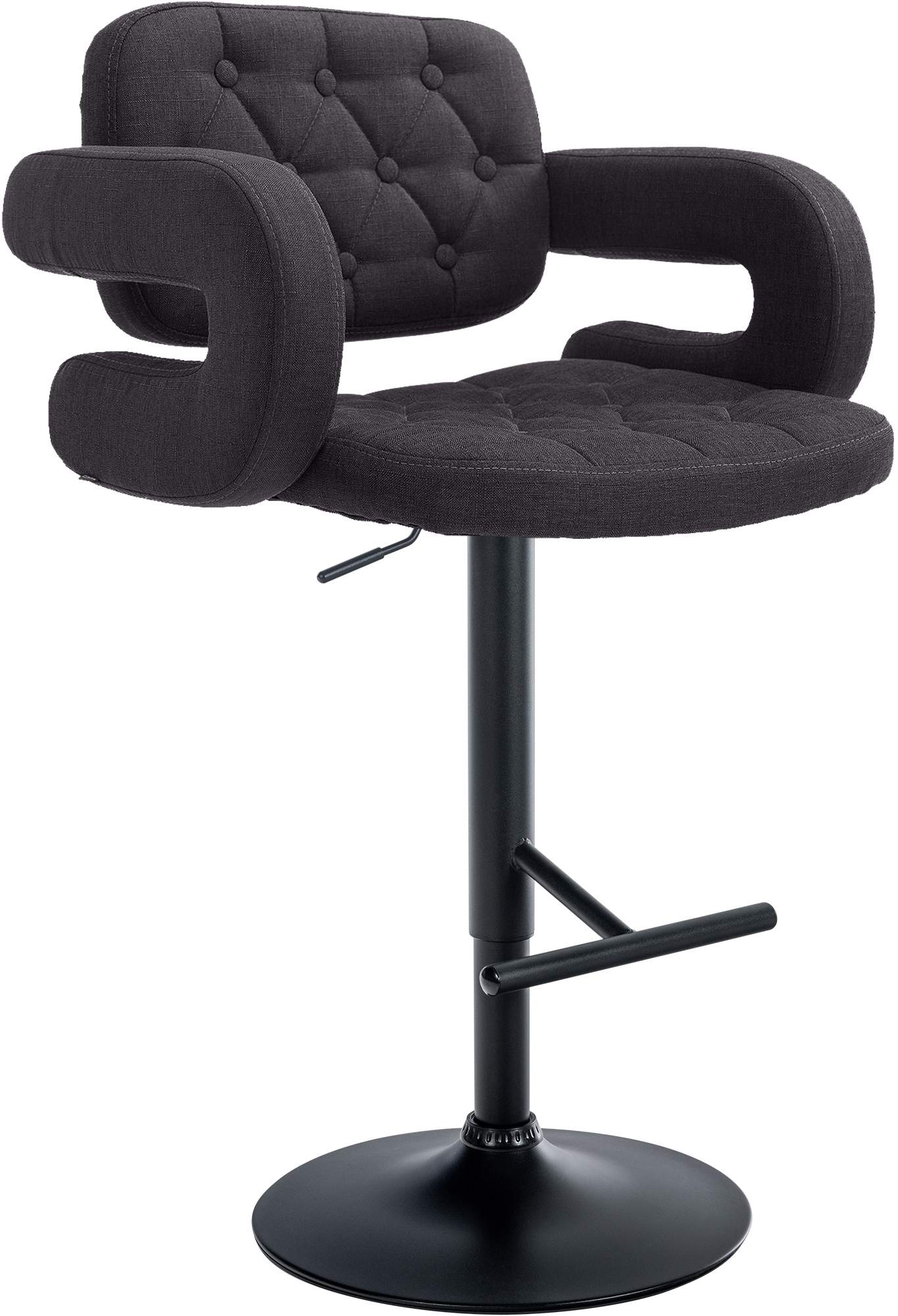 Tabouret De Bar X1 Avec Repose-pied Et Accoudoirs Capitonné En Tissu Noir Support En 10_0004795