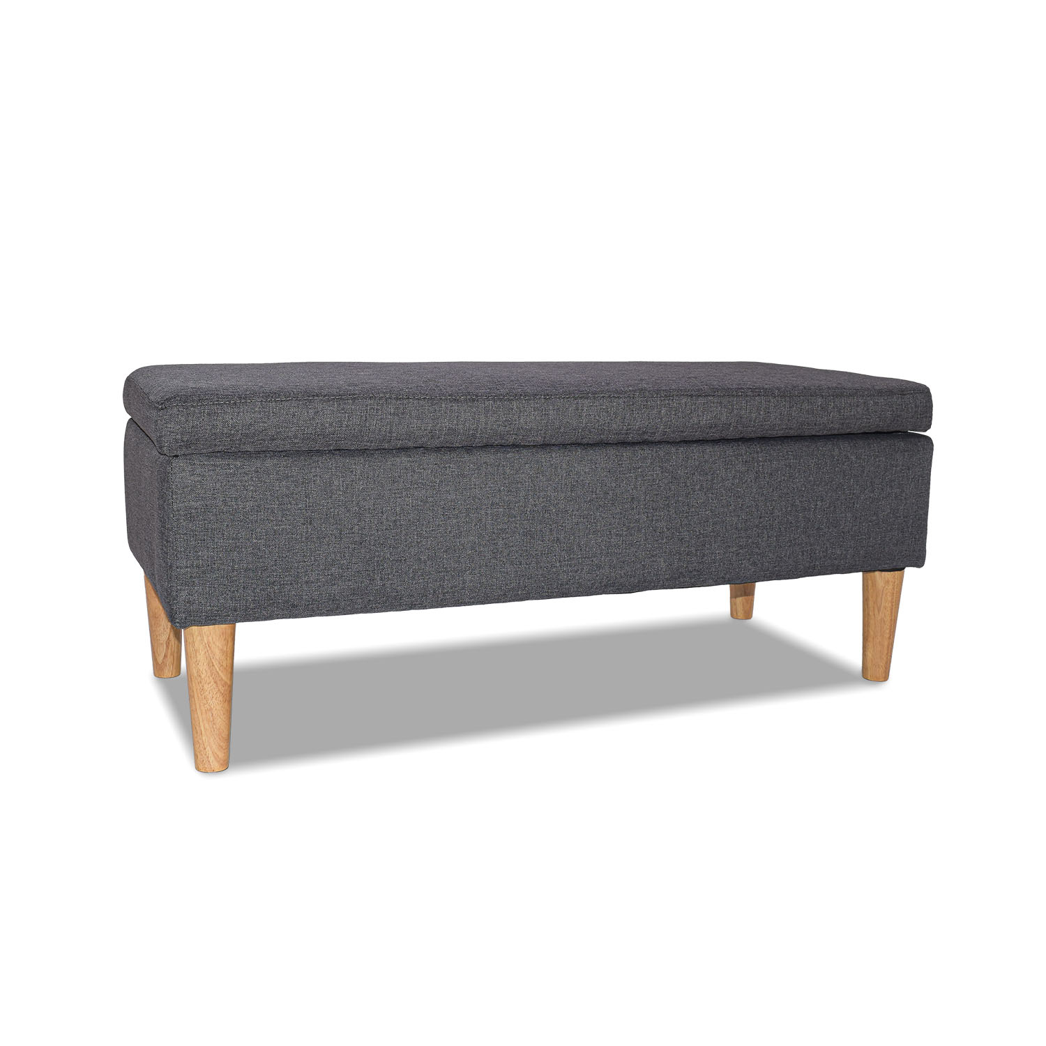 Istanbul - Coffre Pour Ottoman Avec Conteneur 42l. Banc Ottoman En Tissu Avec Siège Rembourré Et Pieds En Bois De Pin