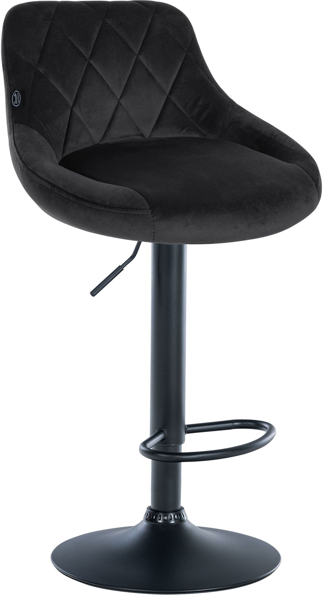 Tabouret De Bar Lazio Velours Noir Noir