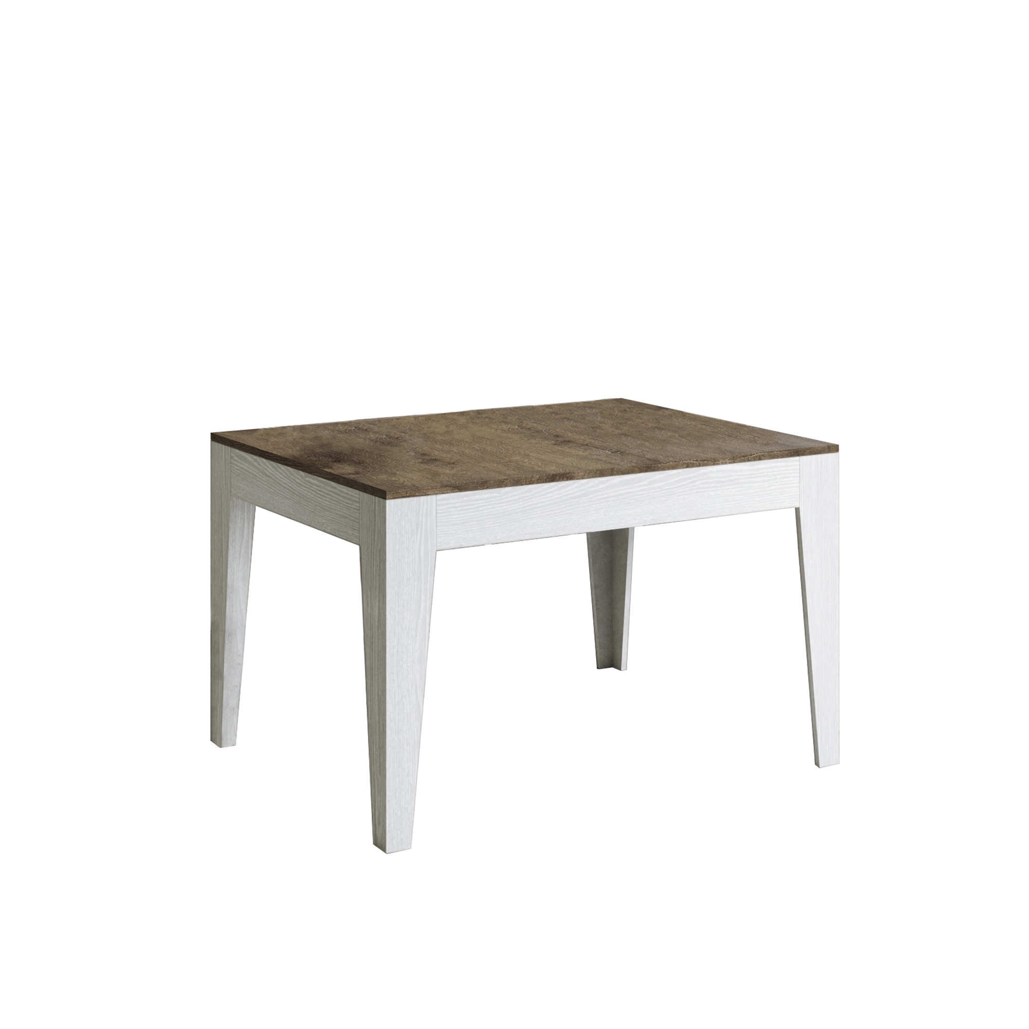 Table Extensible 120/180x90 Cm Cico Mix Dessus Noyer Cadre Frêne Blanc