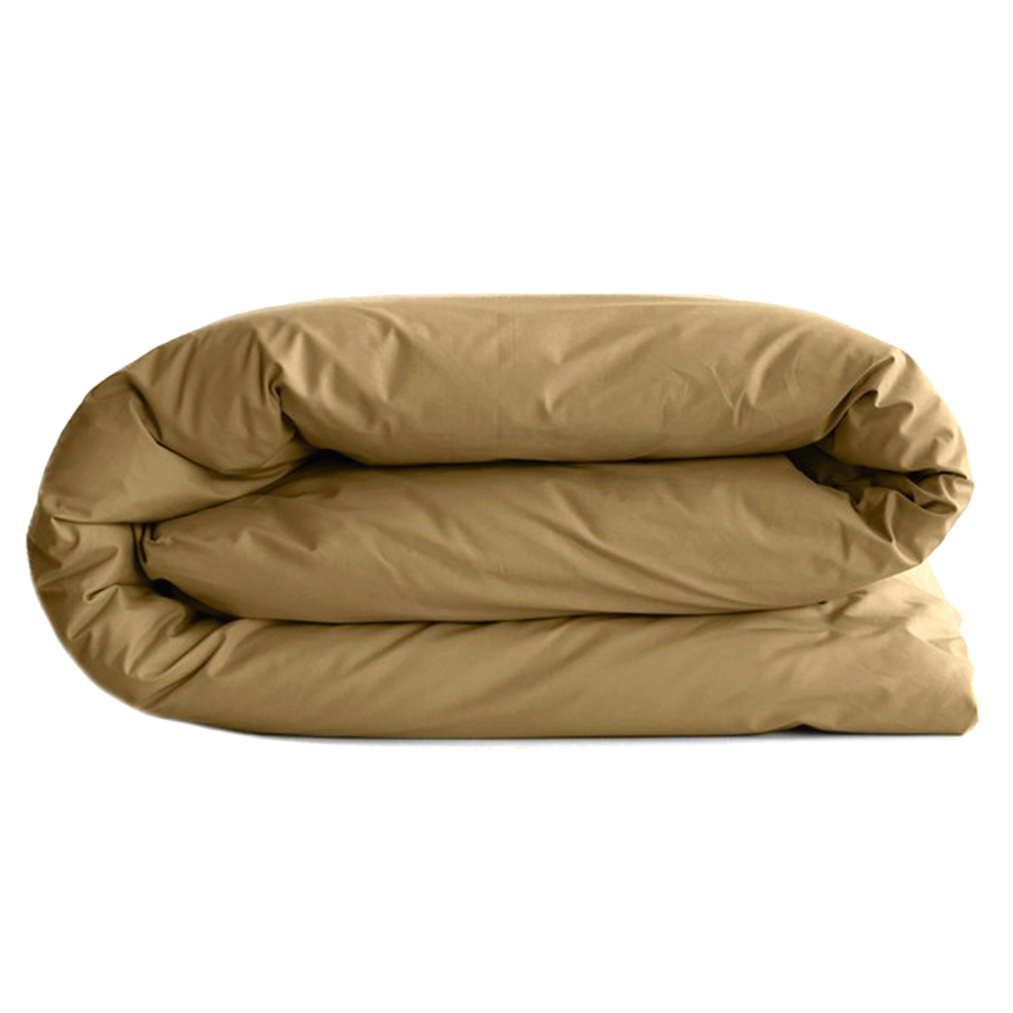 Housse De Couette Uni 260x240 Cm Percale De Coton Manoir Marron Cognac