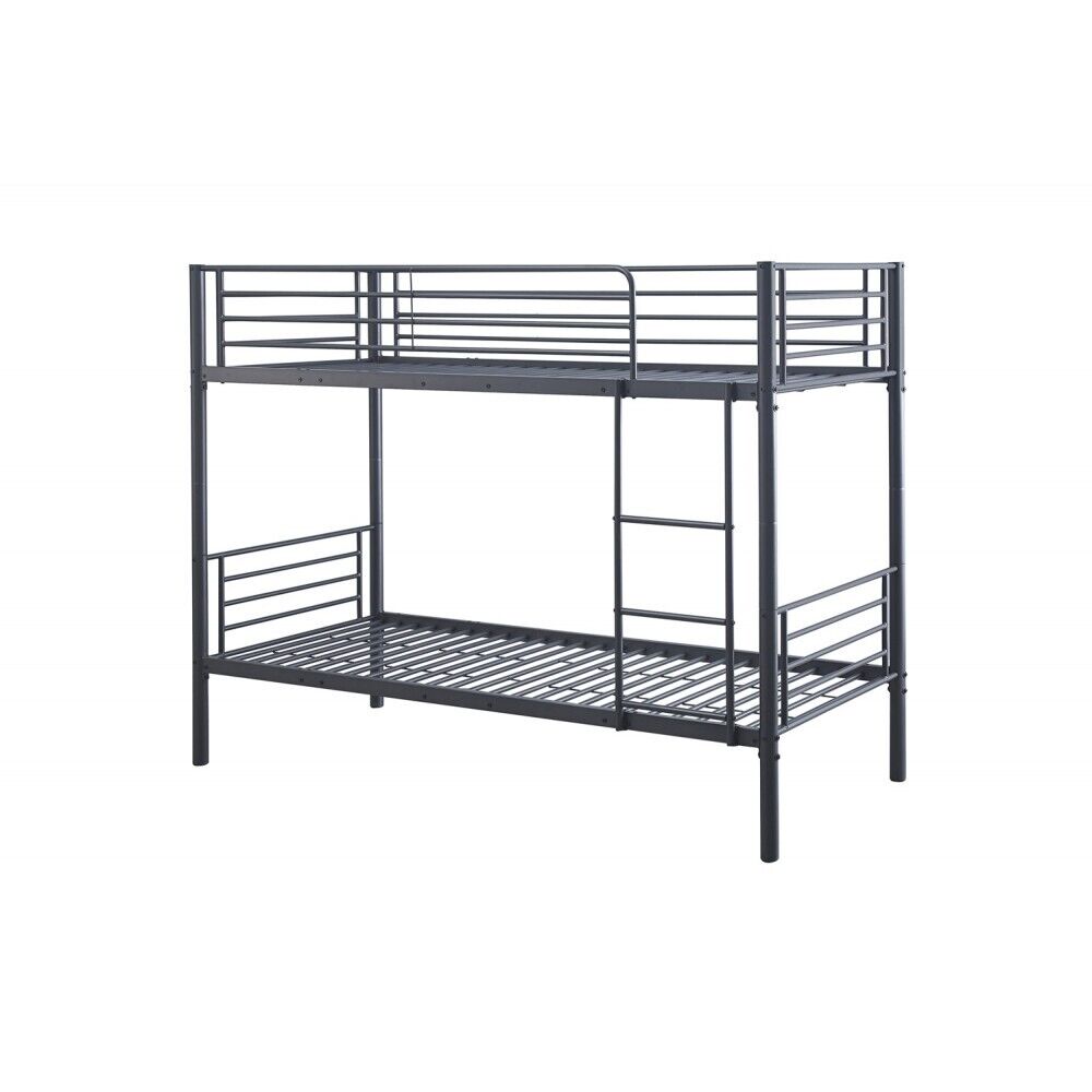 Lit En Métal Superposé 90x200 Cm Sammy, Coloris Gris Foncé
