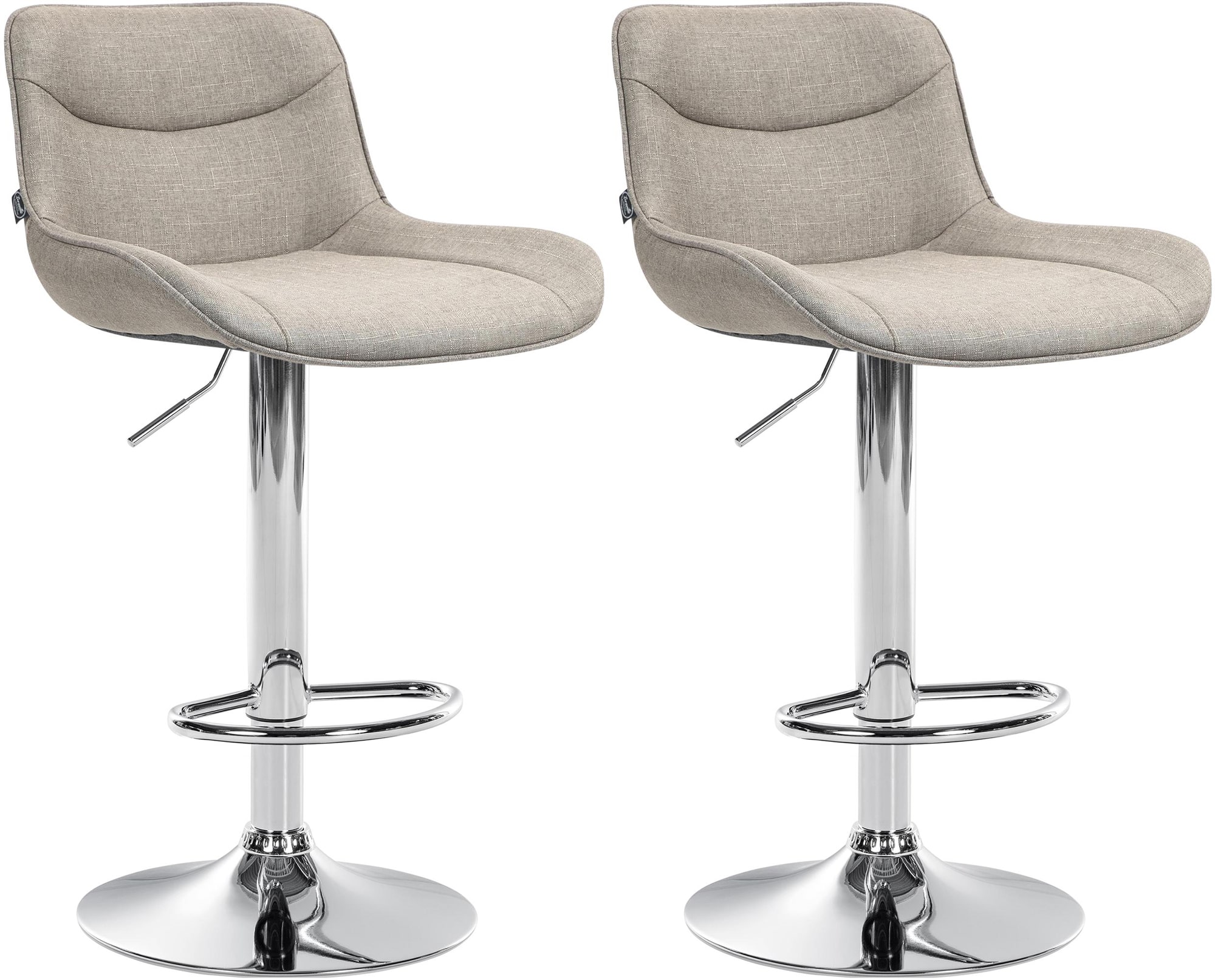 Lot De 2 Tabourets De Bar Vonore Tissu Chrome Taupe