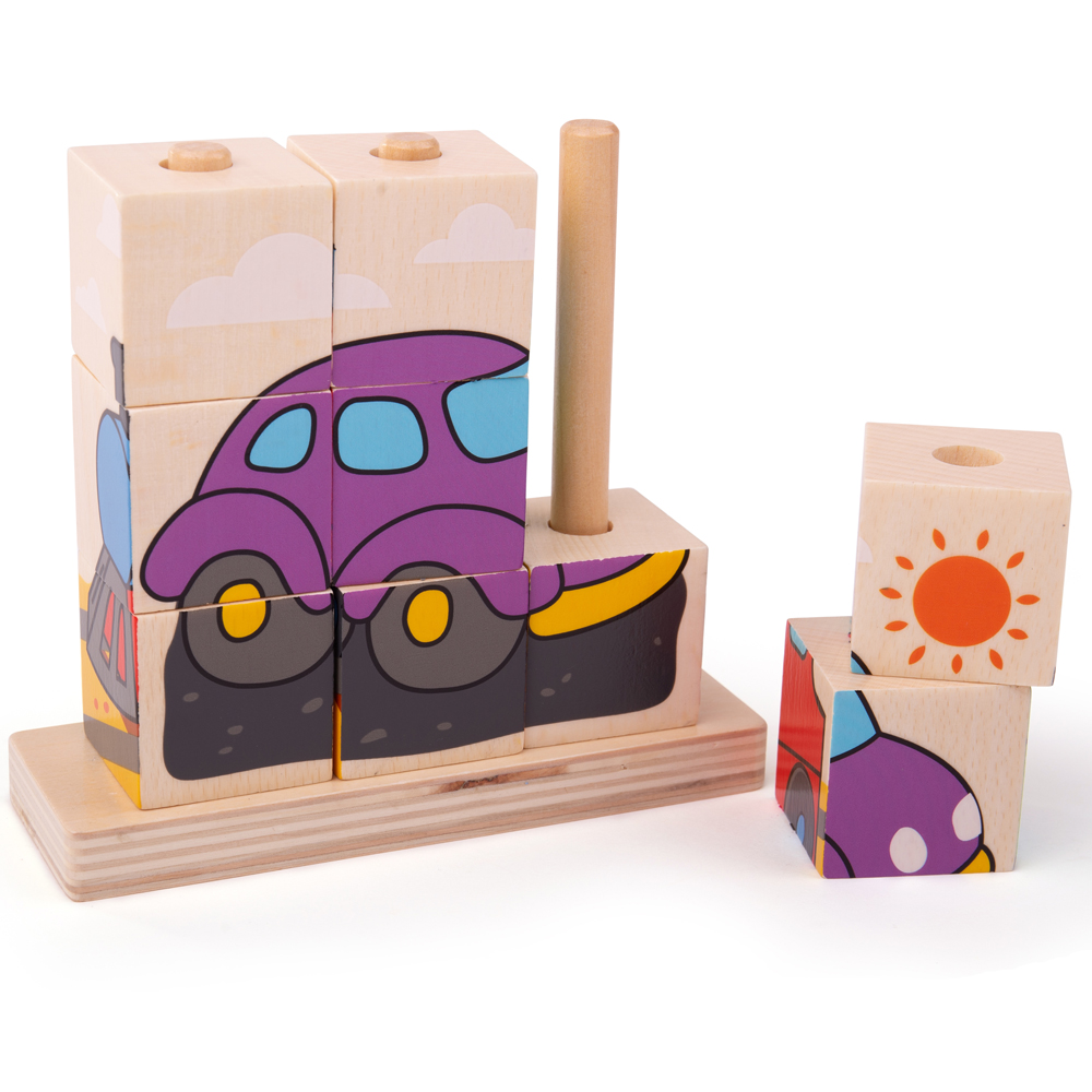 Bigjigs Toys, Puzzle De Blocs Empilables De Transport, Adapté Aux ges Dès 12 Mois