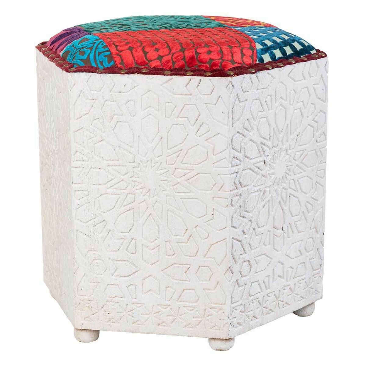 Tabouret Alexandra House Living Blanc Bois De Manguier 46 X 41 X 46 Cm