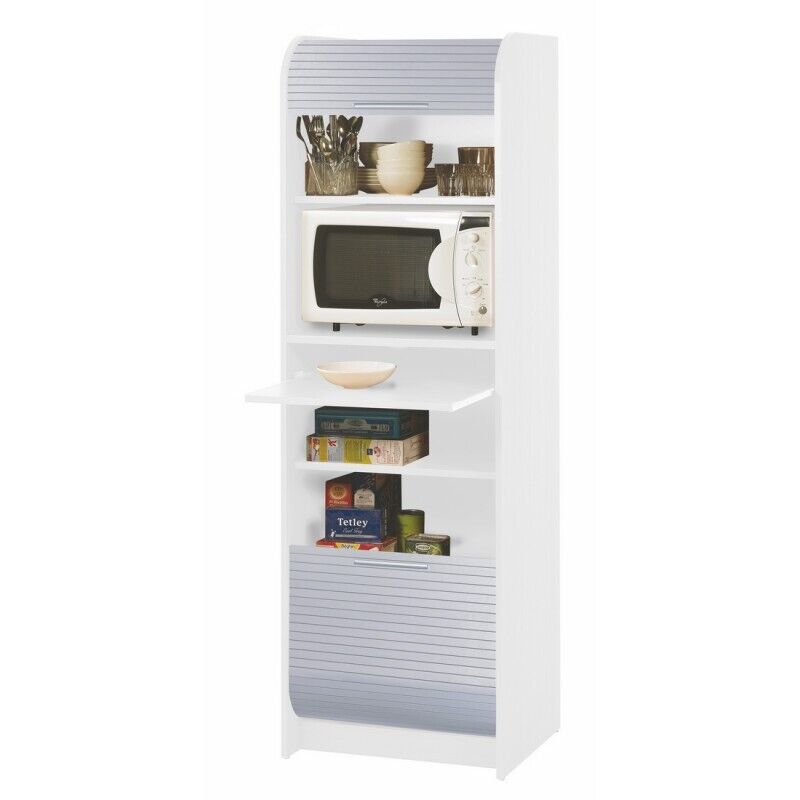 Meuble Colonne Micro-ondes Beaux Meubles Pas Chers 6 Niches 58,2 X 180,7 X 47 Cm Blanc Mélaminé Mdf