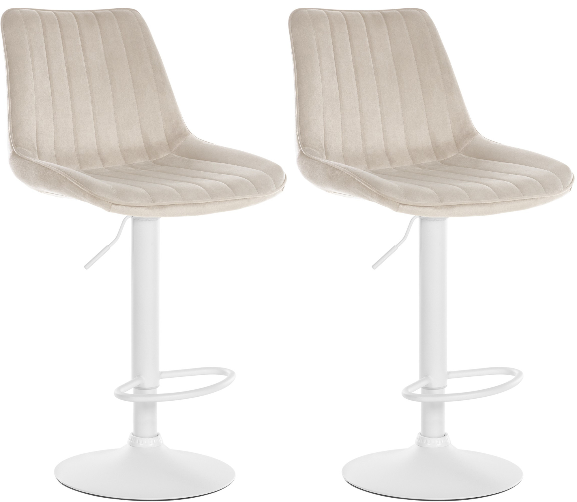 Lot De 2 Tabourets De Bar Toni Velours Blanc Crème
