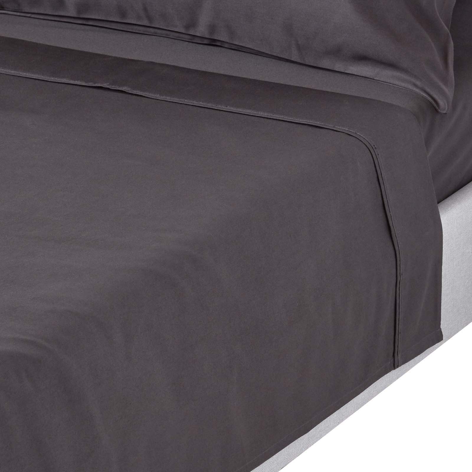 Drap Plat Premium 240x300cm Gris Fonce Coton Égyptien 1000tc Homescapes