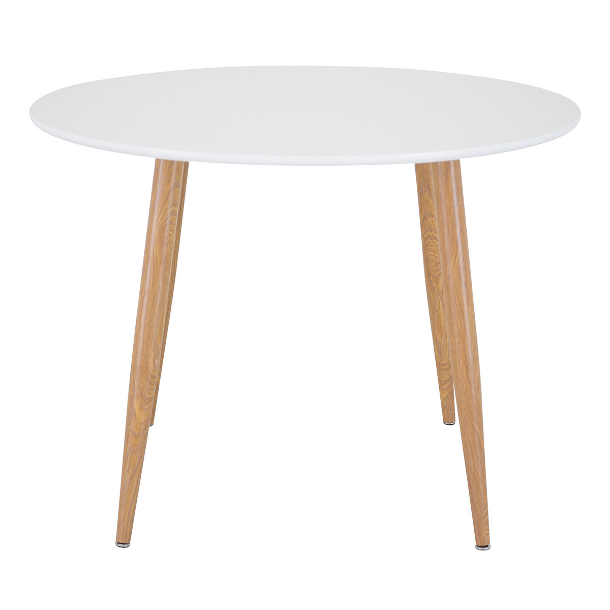 Table À Manger Ronde "plaza" 100cm Blanc & Naturel