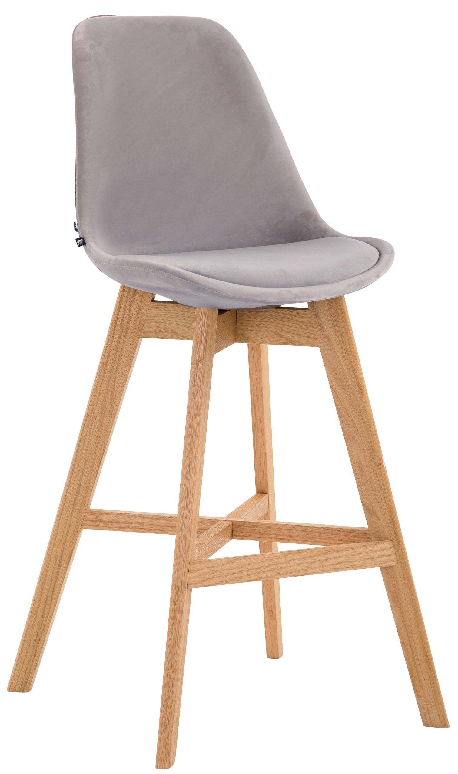Tabouret De Bar Chaise Haute Design Scandinave Moderne En Velours Gris 10_0000931