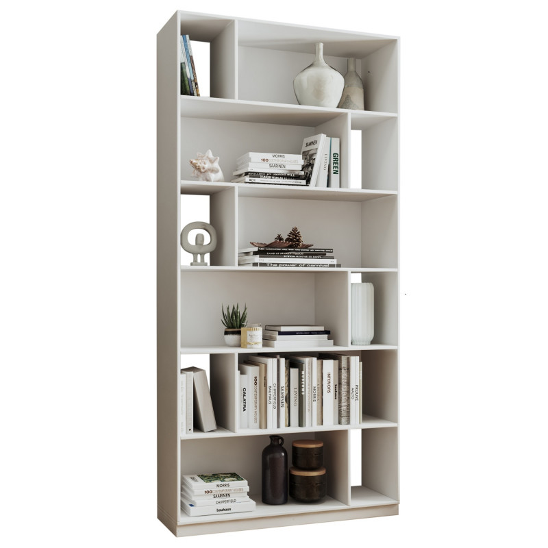 Étagère Beaux Meubles Pas Chers 12 Niches 90 Cm 186,4 Cm 29,4 Cm Blanche Mélaminée