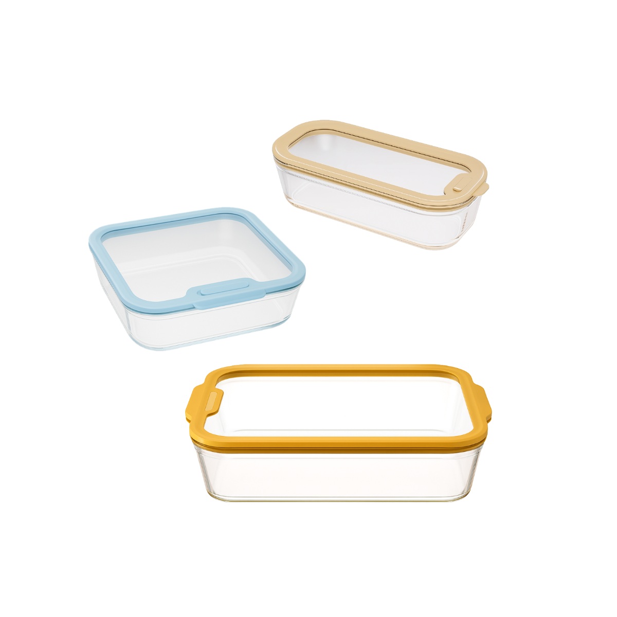 Set 3 Boites Alimentaires 0.56 / 1.37 / 3.85l En Verre Pebbly 40-pkv090