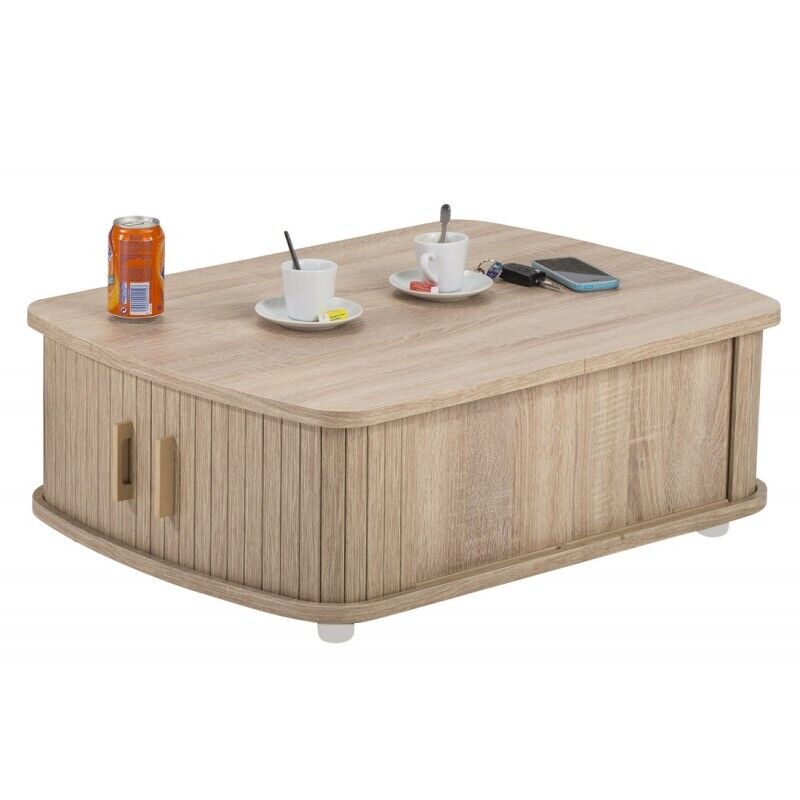 Table Basse Beaux Meubles Pas Chers Rectangle 80 Cm 28,2 Cm Chêne Naturel Bois