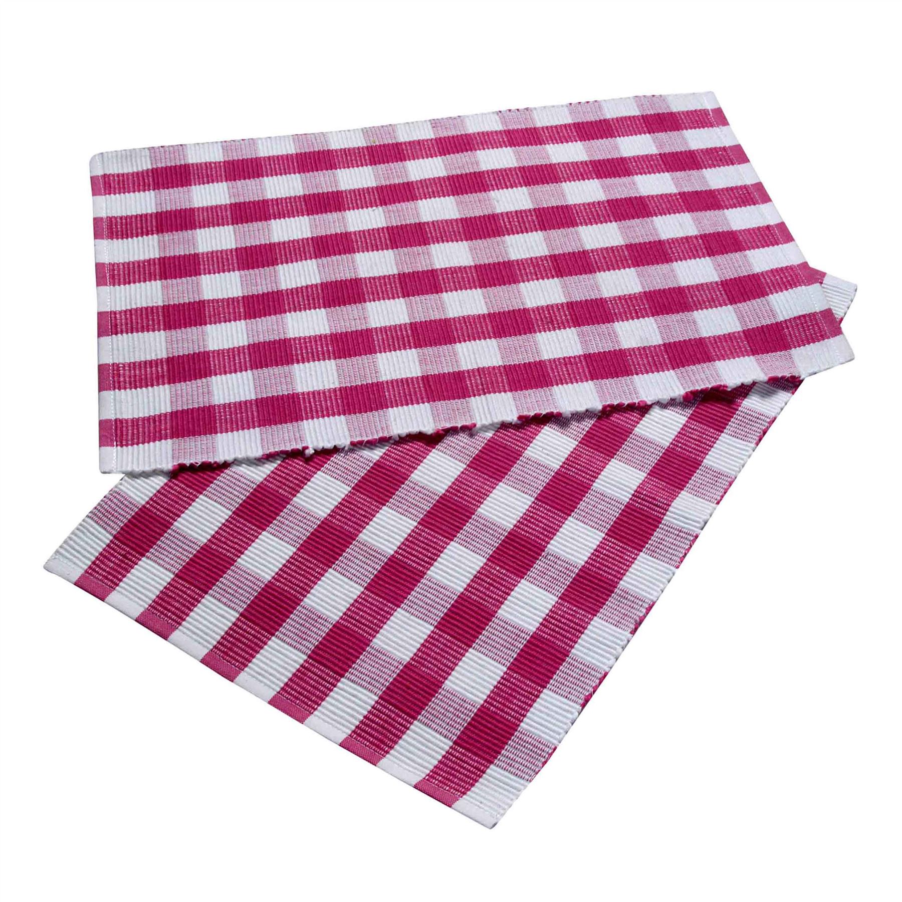 Set De Table En Coton À Grands Carreaux Vichy Lot De 2 Rose - Homescapes